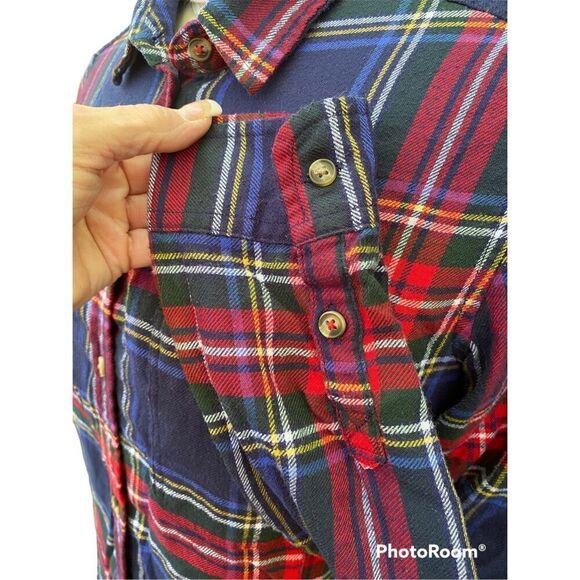 American Eagle Amazingly Soft Flannel Blue/Red Plaid Shirt‎ Size M - Picture 5 of 9